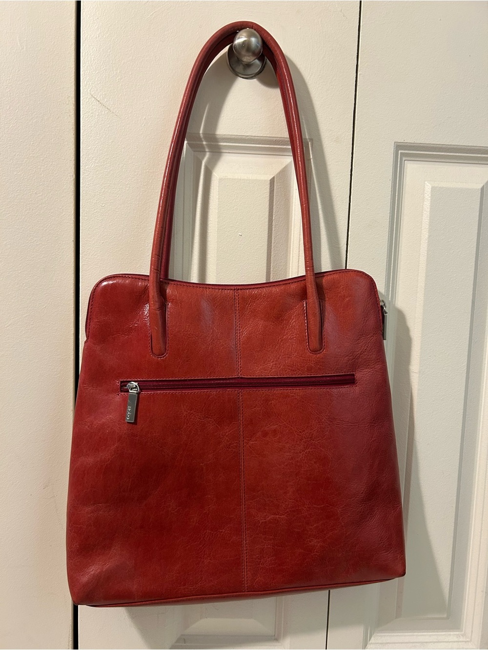 Rare vintage Y2K HOBO international minimalist red leather shoulder tote bag - Picture 5 of 13